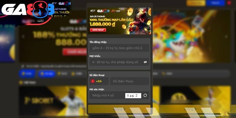 Thông tin đăng ký tài khoản GA888 đơn giản 